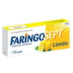 Faringosept aroma de lamaie, 10 comprimate, Terapia